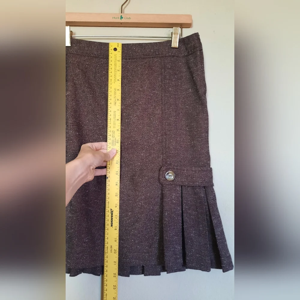 Vintage Brown Tweed Pleated Skirt Academia Academic Collegiate Preppy Y2k